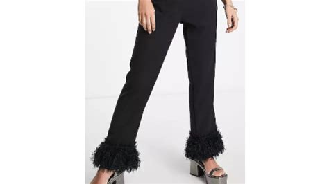 Pantaloni in cotone con piume in Nero 